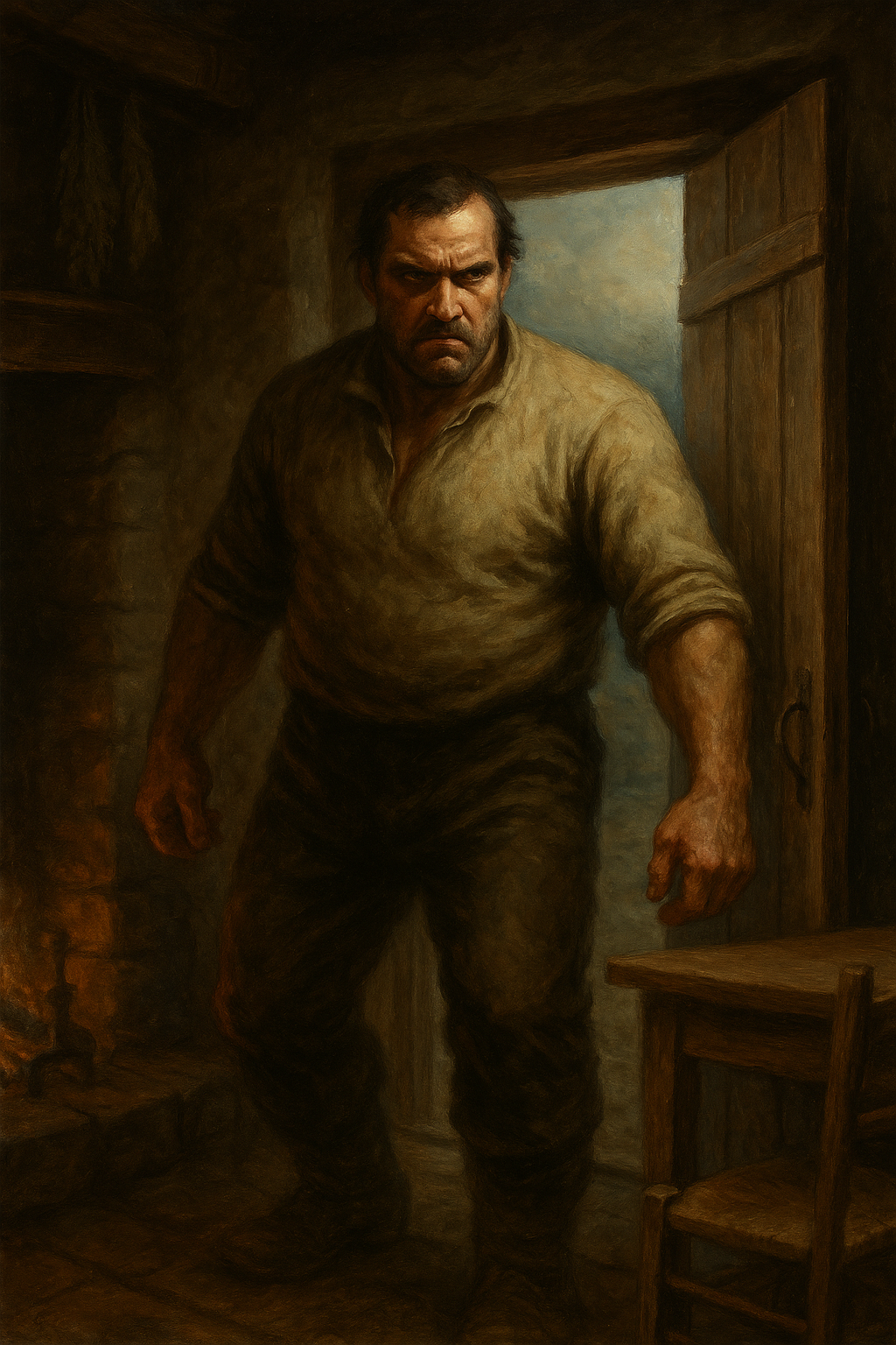 Bram Featherston inside John Baird's cabin in Ireland.