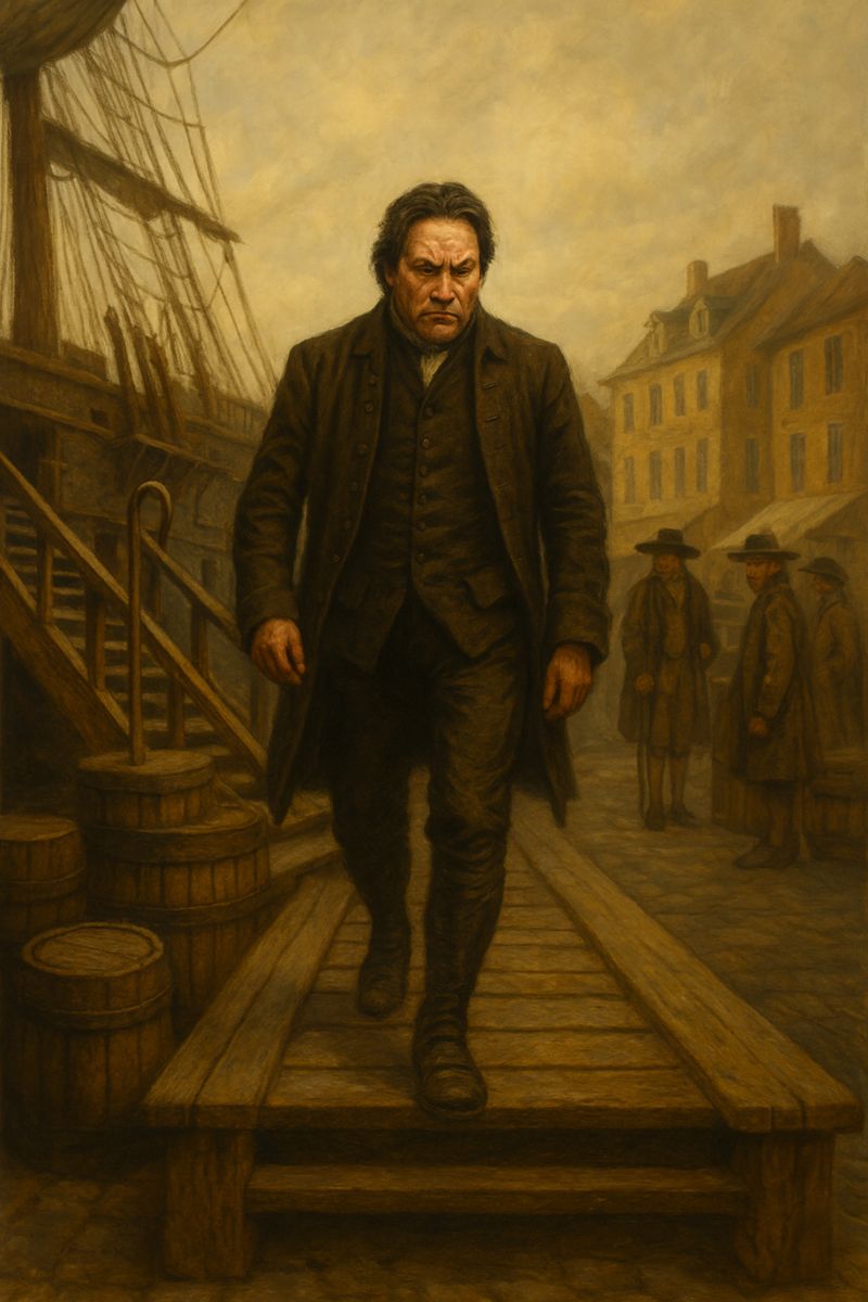 Culver Coburn stepping off his ship in Philadelphia.