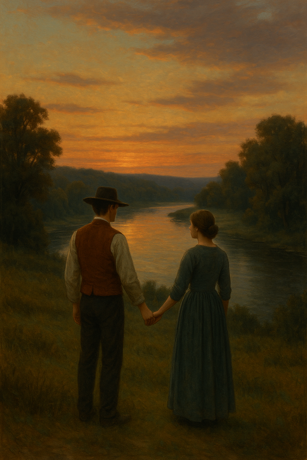 Young Edwin and Elinor on the banks of the Brandywine.